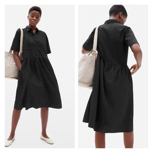 Everlane The Parklet Shirtdress Black Size 6 Minimal Office Casual Pockets R78